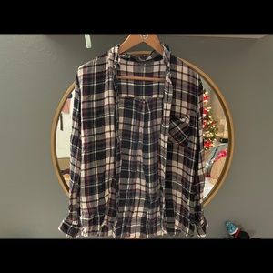 navy blue, red, and white flannel